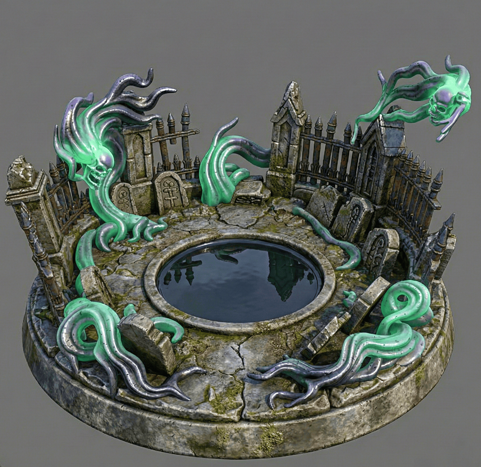 Diorama cimetière et spectres pour figurines socle de 28 mm à XX mm 2 Diorama cimetière et spectres pour figurines socle de 28 mm à XX mm