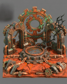 Diorama ruine avec téléporteur pour figurines socle de 40 mm à XX mm